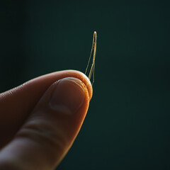 Single Hair Strand on Fingertip
