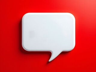 White Speech Bubble on Red: Minimalist 3D Design