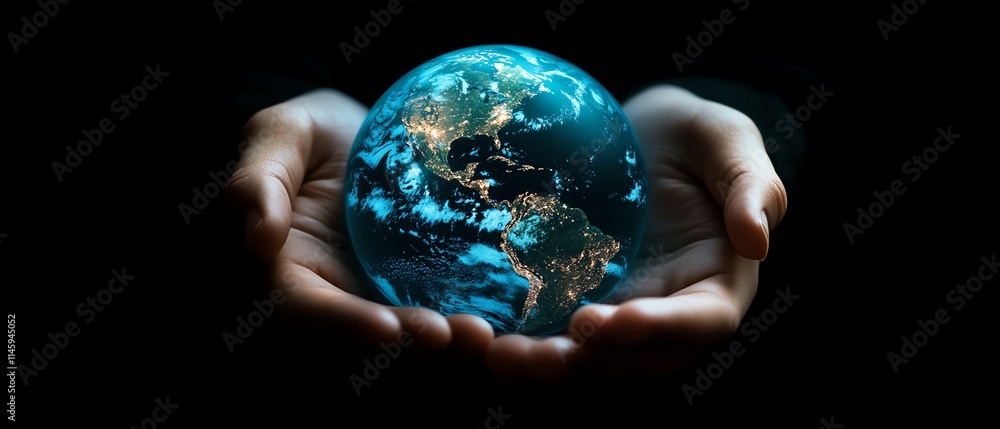 Aufkleber hand gently holding a glowing digital globe, representing the seamless integration of global connect