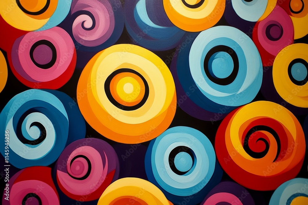 Poster colorful swirls intertwining on a dark background, forming a vibrant and dynamic abstract compositio
