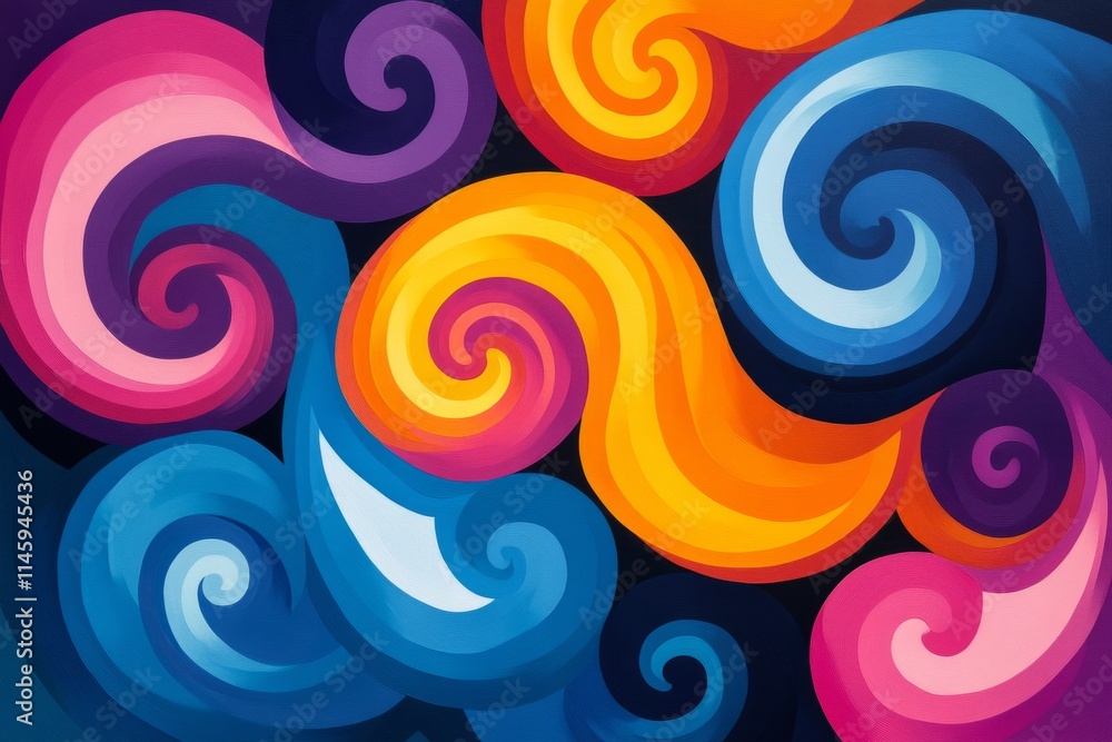 Poster colorful swirls intertwining and creating a vibrant and psychedelic abstract design