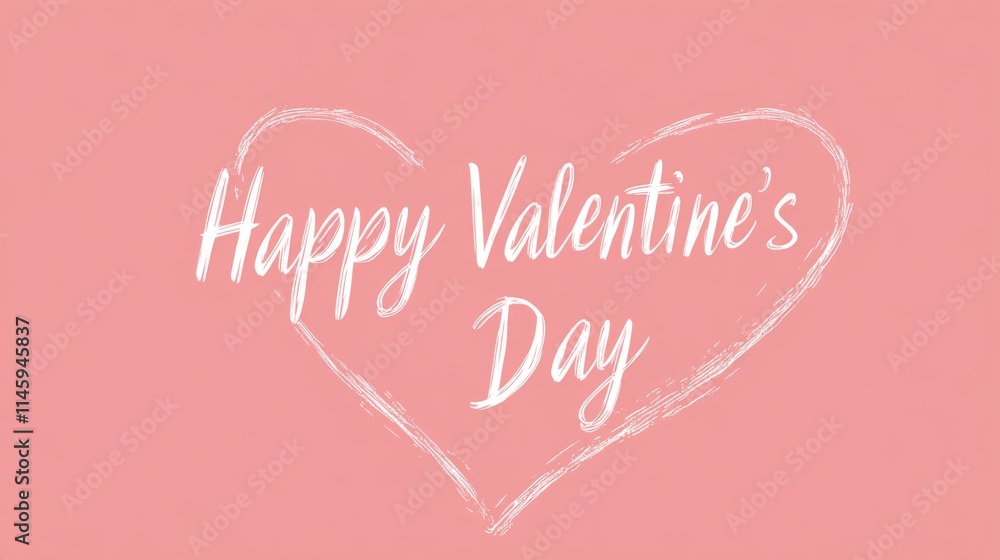 Poster A festive greeting features the phrase Happy Valentine's Day written in elegant script inside a heart shape on a soft pink backdrop. This design captures the spirit of love and affection.