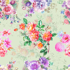 Textile Fabrics Printing Design, Digital Flower Pattern, Seamless Background flower, pattern, flower, seamless, floral, wallpaper, design, nature, spring, decoration, art, texture, leaf, summer, beaut