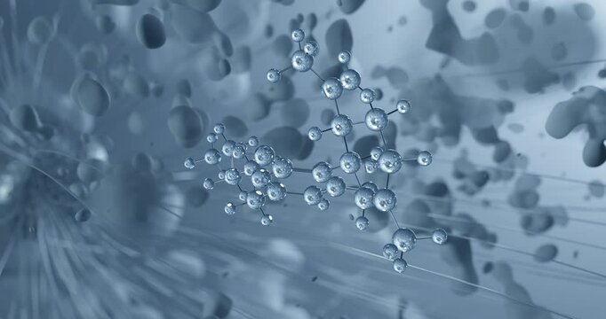 Cannabidiol rotating molecular 3d structure ball-and-stick model, looped video phytocannabinoid