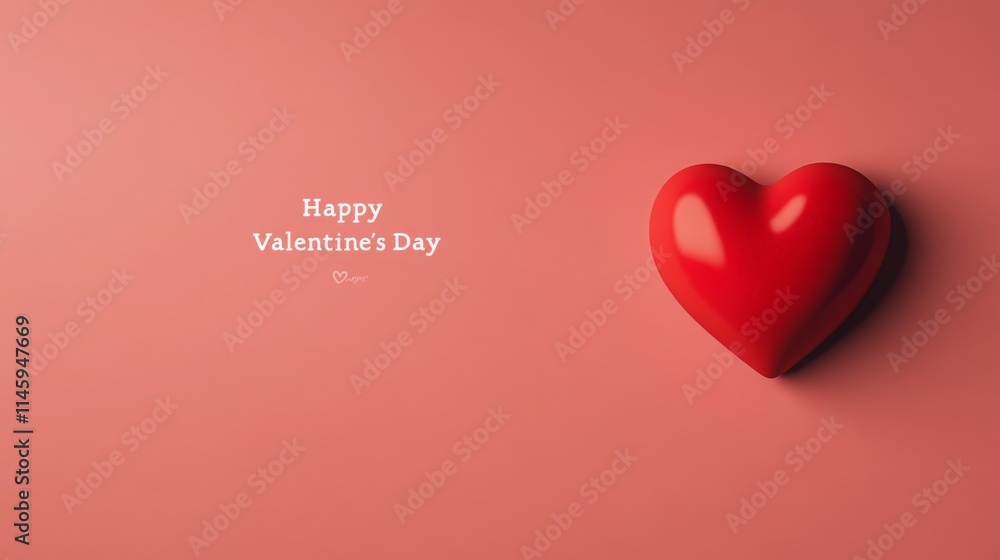Aufkleber a vibrant red heart symbol rests on a soft pink background, capturing the essence of love and affect