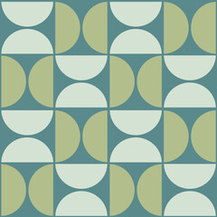 Retro 1970's Style Abstract Seamless Geometric Shape Background Pattern in green and teal