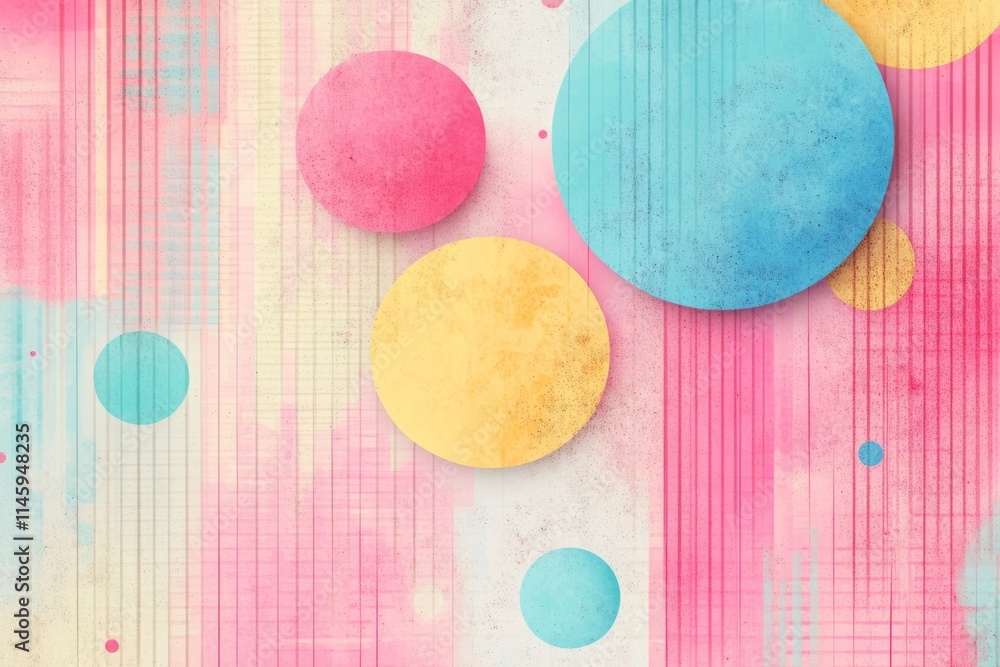 Poster modern abstract background featuring colorful circles on a textured grunge surface, creating a vibra