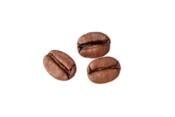 Freshly roasted coffee beans isolated on a white background