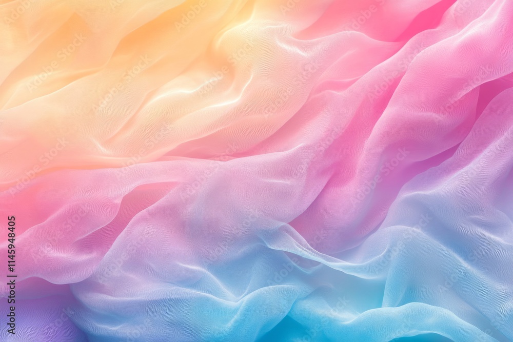 Aufkleber smooth elegant rainbow colored chiffon fabric flowing creating abstract background