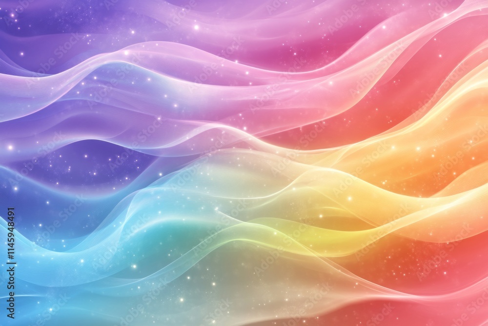 Poster soft pastel colors blend seamlessly in an abstract background, creating a dreamy atmosphere with flo