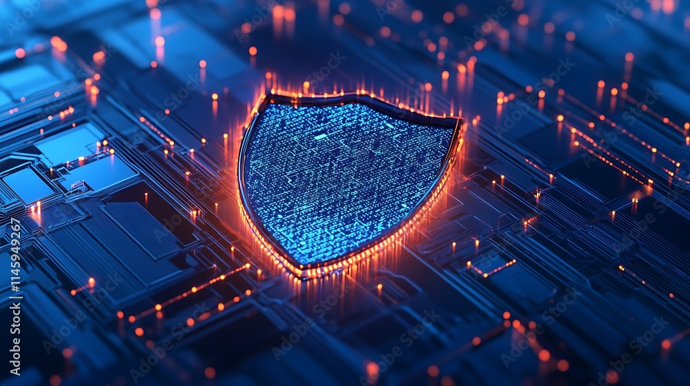 Aufkleber abstract digital shield symbolizing security and protection in a futuristic cyber environment