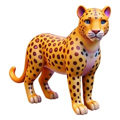 Cute wild cartoon leopard isolated on white, a fun safari animal character illustration