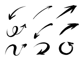 筆で書いた手書きの矢印セット
