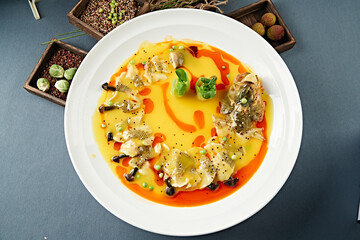 Steamed Sea Bass with Quinoa and Chicken Mushrooms
