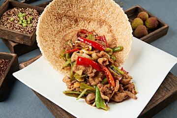Stir-fried pork with Sichuan pepper