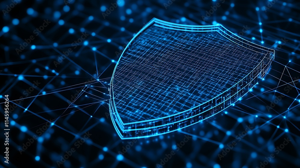 Aufkleber digital shield symbol representing cybersecurity and data protection in a technological network back