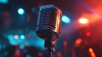 Microphone designed for capturing sound in audio settings, music performances, and karaoke. This mic technology enhances voice and concert entertainment, ideal for live pop and rock musical