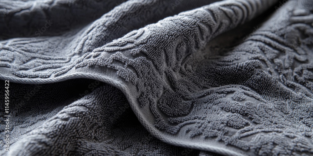 Poster textured grey towel with detailed patterns showcasing the intricate design of an old towel, perfect 