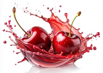 Close-Up Cherry Juice Collision: Vibrant Cocktail Splash for Ads, Flyers & Posters