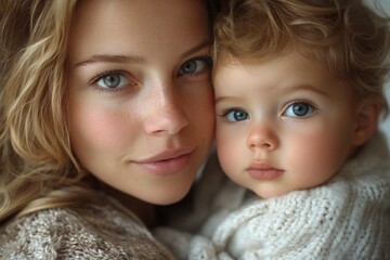 A mother cradles her baby in her arms