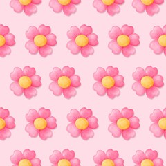 seamless pattern with pink flowers cartoon pattern