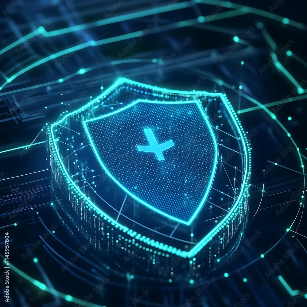 Aufkleber digital shield technology background for cybersecurity concepts and online safety applications