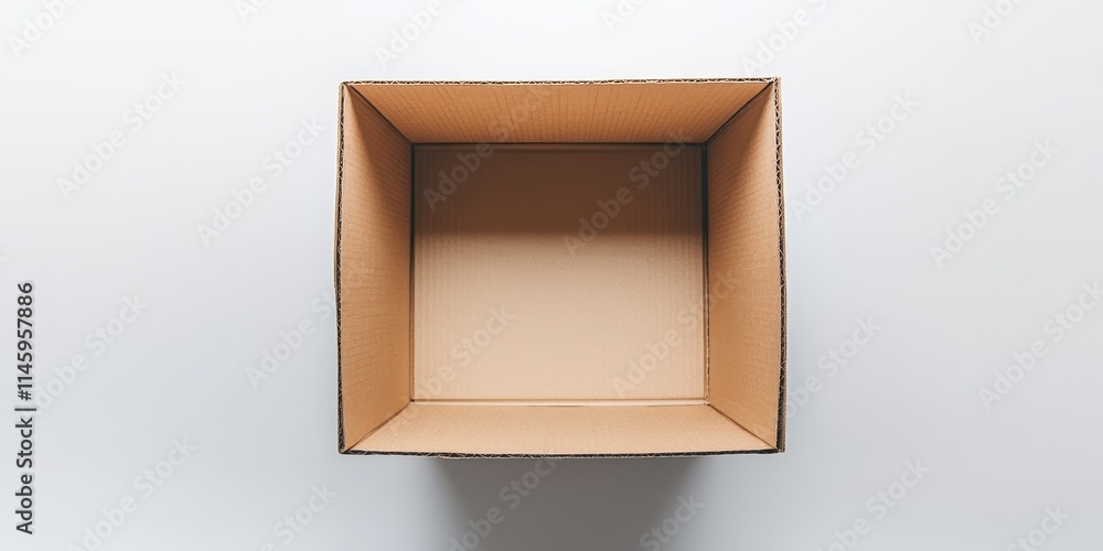 Poster an open cardboard box is set against a white background, creating a clear and distinct image of the 