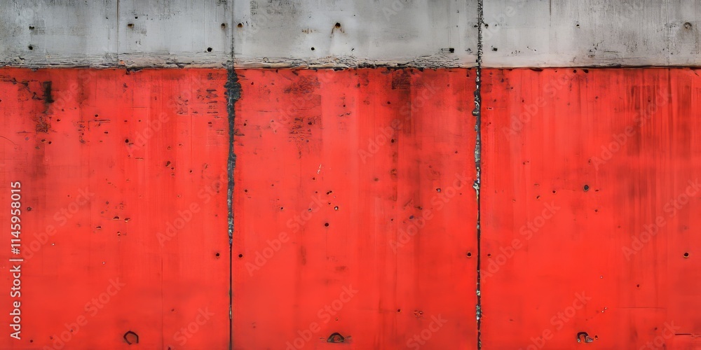 Poster textured old concrete wall with a striking red background, creating a vivid contrast and adding an u