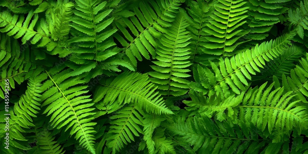 Poster vibrant green fern leaves create a captivating display in this image. the bright green fern leaves u