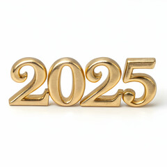 year 2025 golden symbol isolated on white golden
