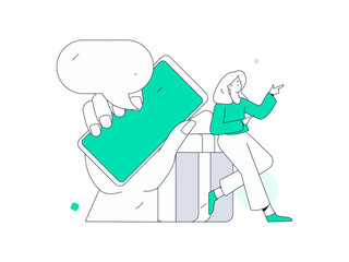 Use red envelopes to attract new customers and promote activity. Flat vector character concept illustration
