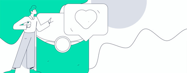 Use red envelopes to attract new customers and promote activity. Flat vector character concept illustration
