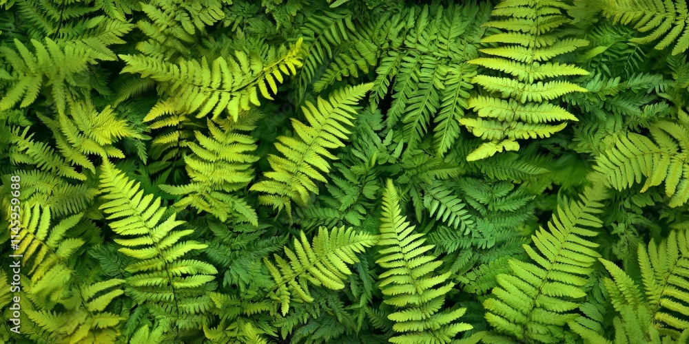 Poster vibrant green fern leaves create a captivating display in this image. the bright green fern leaves u