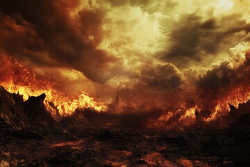 A burning fire in a grassy field with no structures or people around