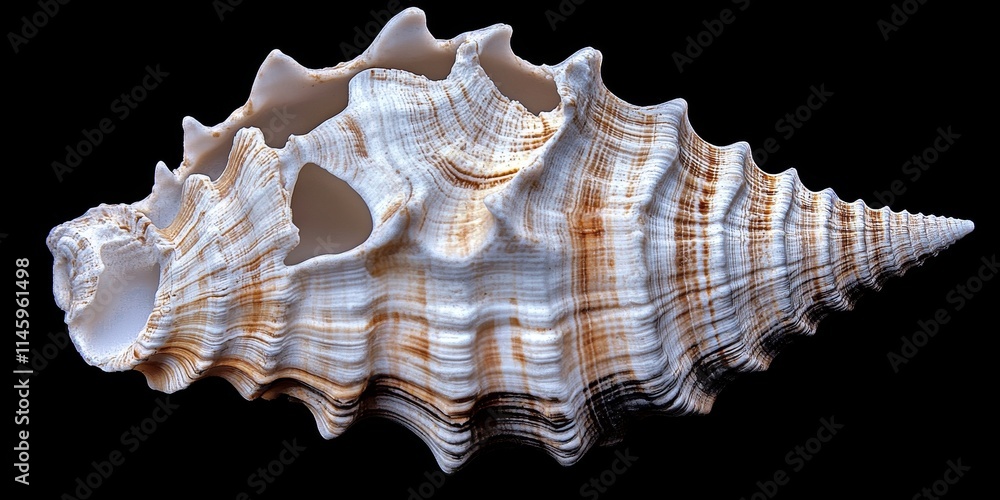 Poster isolated seashell displayed on a black background, highlighting the intricate details of the seashel