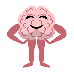 Brain Cartoon Yoga Gesture Illustration