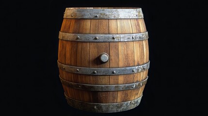Obraz premium Display your products in style with this vintage-filtered image of an old oak wine barrel against a black background. Its classic aesthetic is perfect for creating a memorable