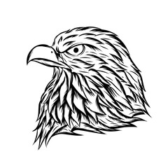 Vector illustration of an eagle's head with a strong and bold line style. This vector can be easily edited and adjusted to the color or style you want.