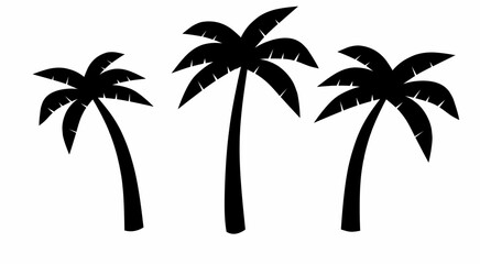 Vector silhouette of a coconut tree with a black minimalist design. Good for poster designs, summer and holiday themed marchendise greeting cards