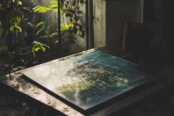 A decorative item placed on top of a wooden table