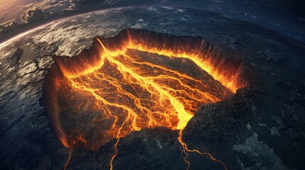 A visual of Earth's crust slowly shifting, with areas experiencing compression while others are stretched, leading to surface deformation and volcanic activity