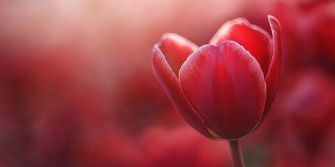 Vivid Red Tulip in a Soft Blur A Feature for Minimalist Design Sharp Close Up Backdrop