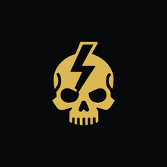 Lightning power skull logo