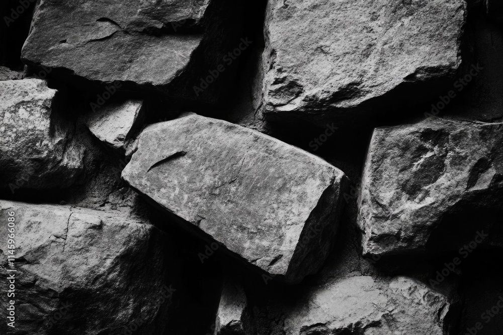 Poster a stack of grey rocks in a natural setting, ideal for use as a texture or background