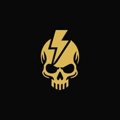 Lightning power skull logo