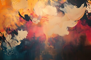 A vibrant abstract art piece featuring various colors and patterns