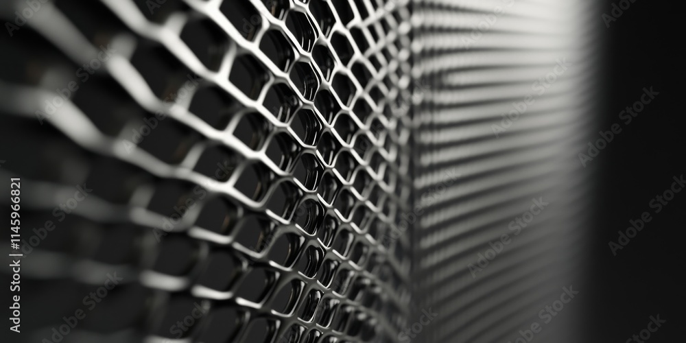 Poster metal mesh displayed against a sleek black background, showcasing the unique texture and intricate w