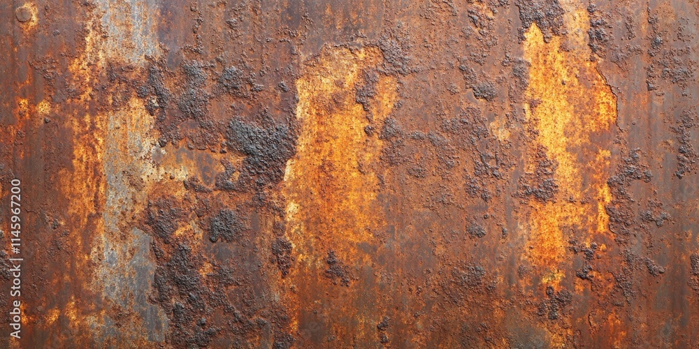 Poster old rusty background texture features a flat surface of iron sheet, showcasing unique characteristic