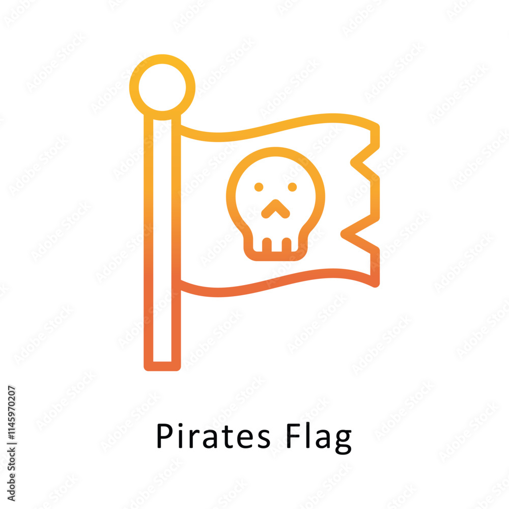 Poster pirates flag vector gradient icon. eps 10 file