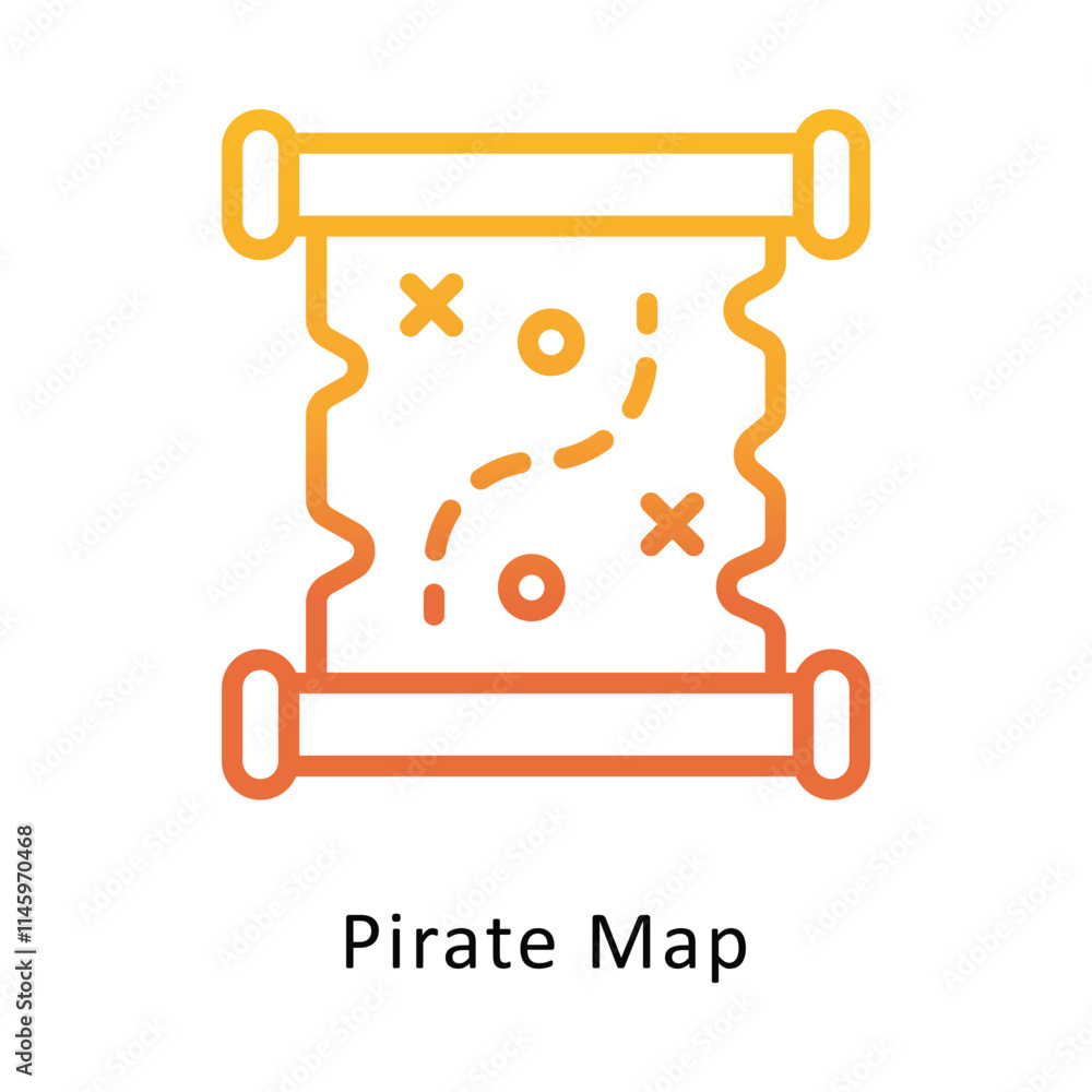 Poster pirate map vector gradient icon. eps 10 file